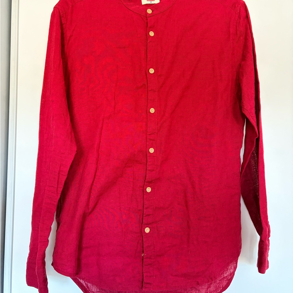 Denizen from Levi's Linen Blend Red Long-Sleeve Button-Down Shirt